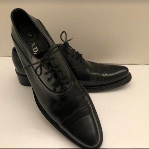VINTAGE PRADA LACE UP Women's  OXFORD BROGUES BLACK LEATHER